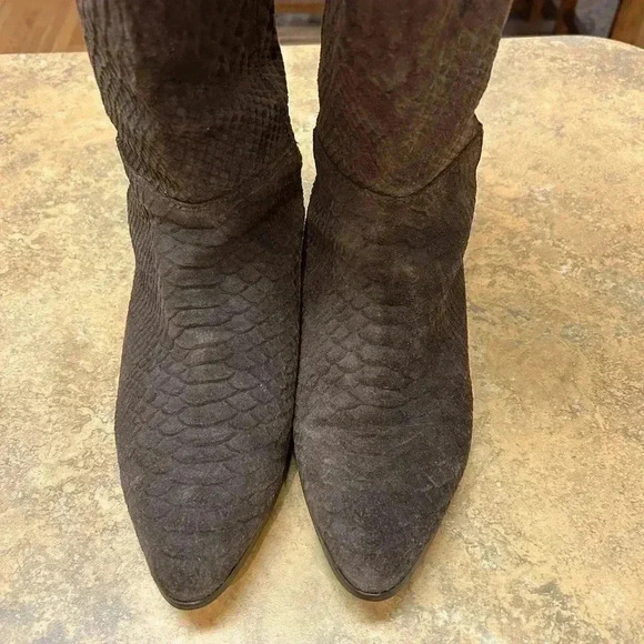 Seychelles Anthropologie Brown Victory Croc Over Knee Boots - Picture 3 of 15